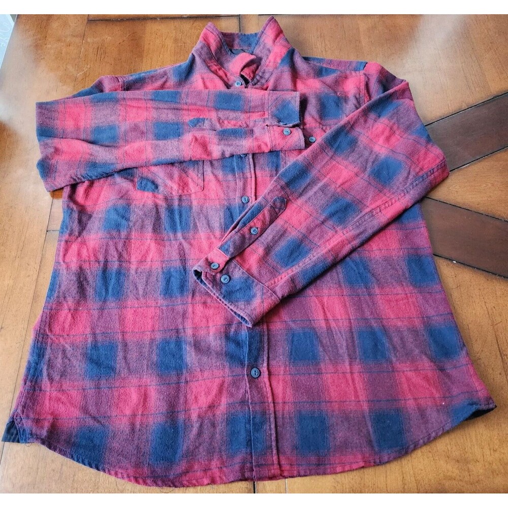 Burnside Flannel Long Sleeve Button Down Plaid Men Shirt Size M